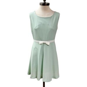 CIEL USA Spring Easter Skater Fit & Flare Dress Women Small Mint Green w/ Bow